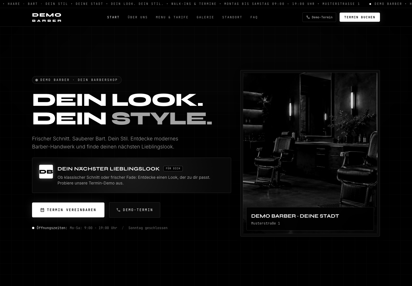 Vorschau der Barber-Website