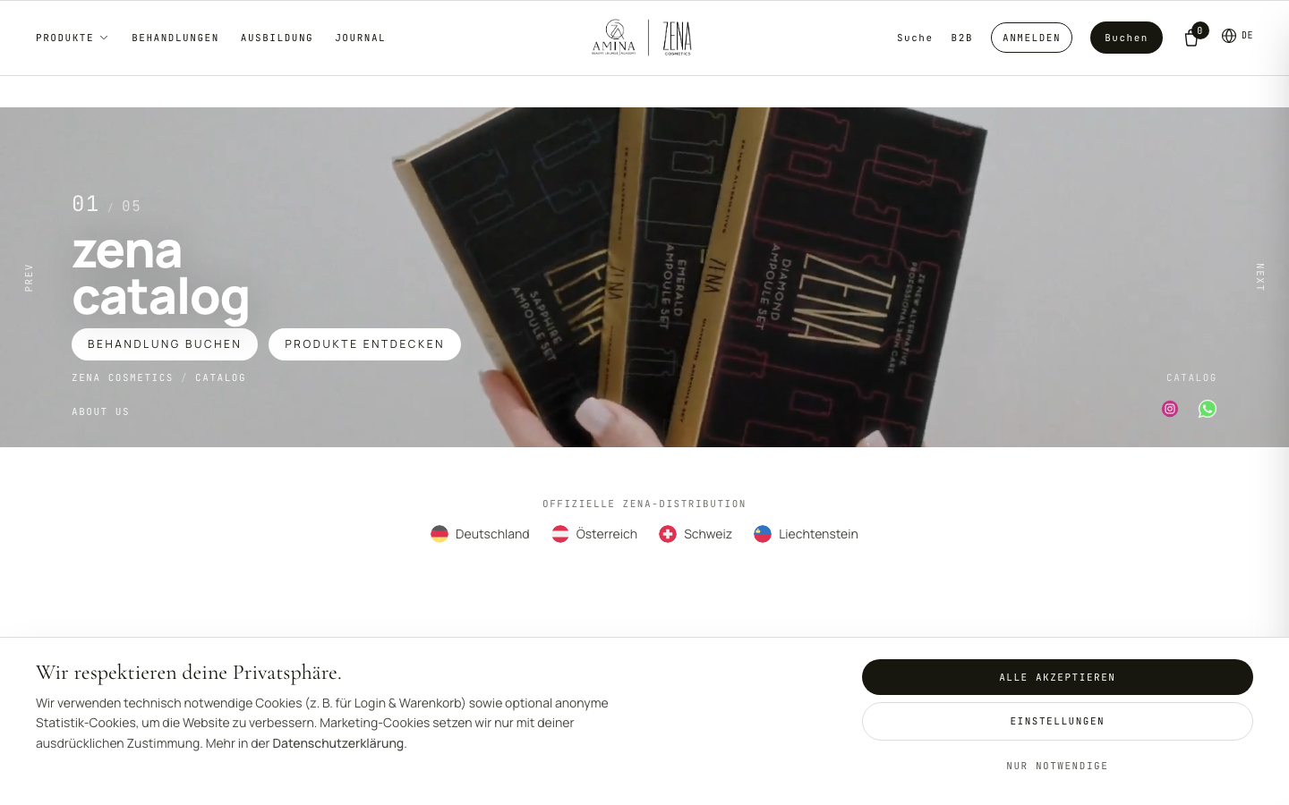 Screenshot von aminakosmetik.at