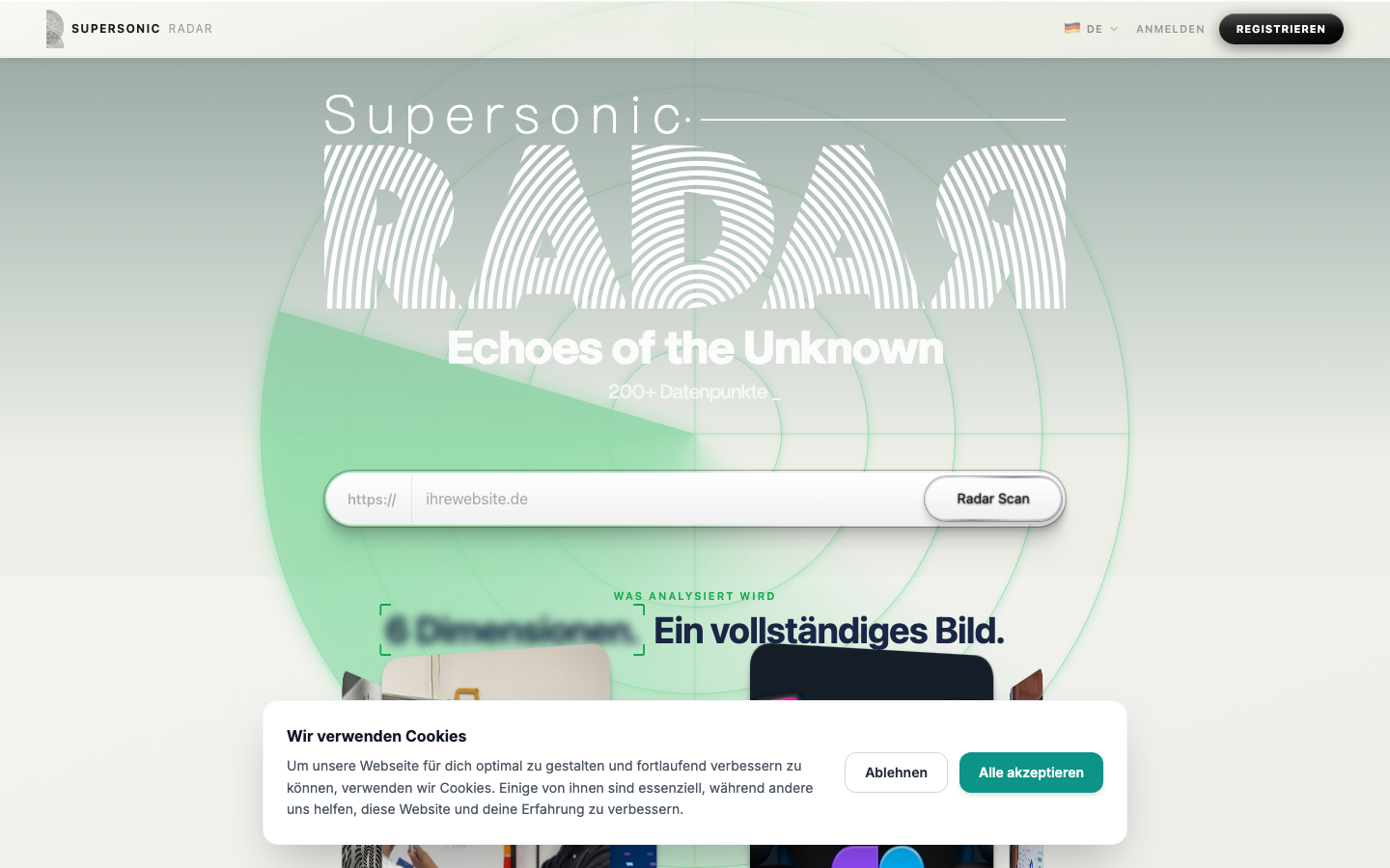 Screenshot von supersonic-radar.com